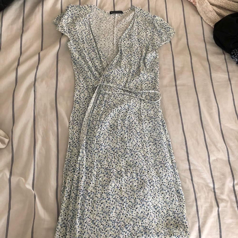 Long Robbie wrap dress blue and green floral